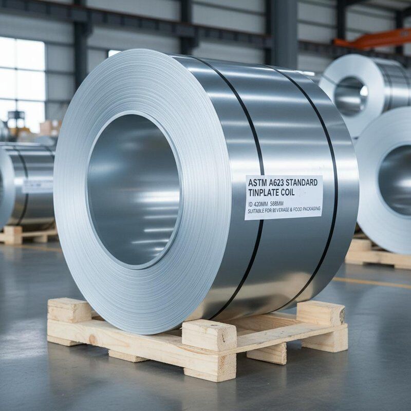 ASTM A623 Standard Tinplate Coil Coil Id 420mm 508mm Durezza DR10 Adatta per bevande e imballaggi alimentari