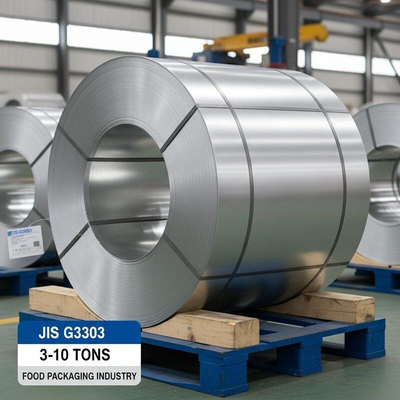 Lattine per alimenti, lamiera stagnata, peso bobina 3-10 tonnellate, standard JIS G3303, materiale resistente, adatto per l'industria dell'imballaggio alimentare