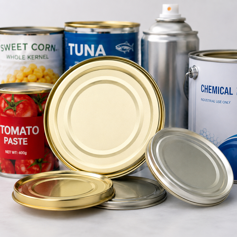 Coperchi in banda stagnata multitipo per imballaggi alimentari, chimici e aerosol